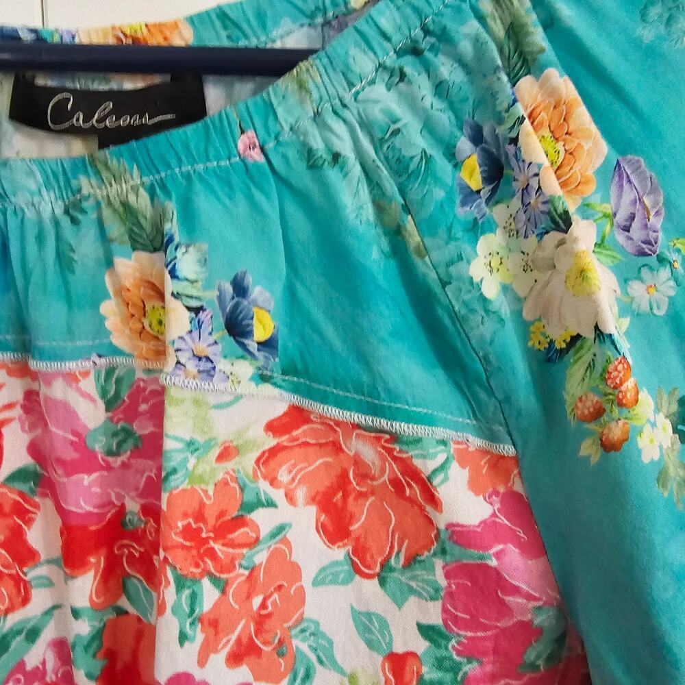 Caleooa Floral Patchwork Blouse Petite Large Rayo… - image 4